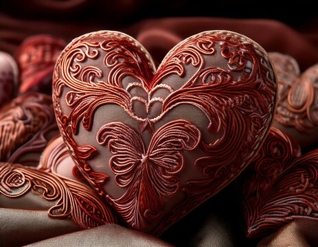 heart patterned fabric with intricate details textile weave