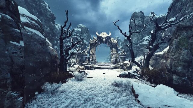 An ancient mystical structure. Animation with a mystical, fantasy, horror, and Halloween theme.