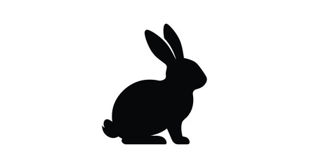 Black rabbit silhouette against a white background a simple animal shape silhouette © AYSHA