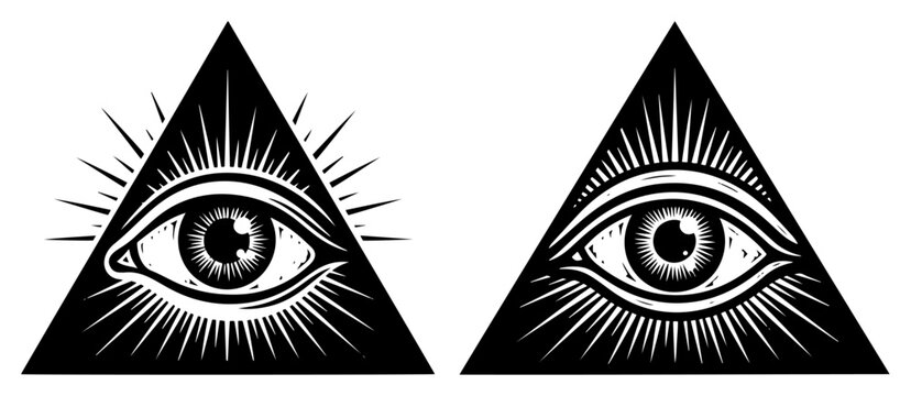 Eye of Providence in pyramid vector illustration, all-seeing eye of God mystical symbol, masonic and occult esoteric sign
