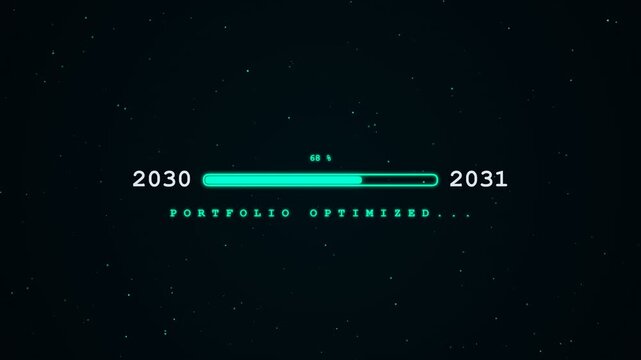 Portfolio optimized progress bar showing a digital transition from 2030 to 2031
