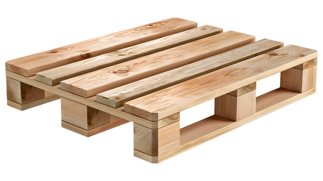 Empty wooden euro pallet isolated cargo shipping transport container element for warehouse logistics supply chain transparent background png