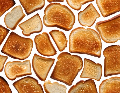 seamless pattern of toasted white bread slices for backgrounds and textures