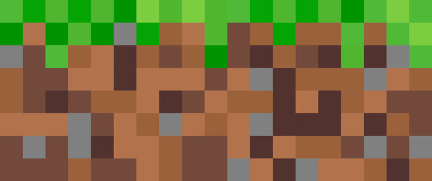 Pixel grass game background, 8bit blocks green pattern