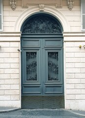 Grand European Historic Blue Door Facade © kos1976