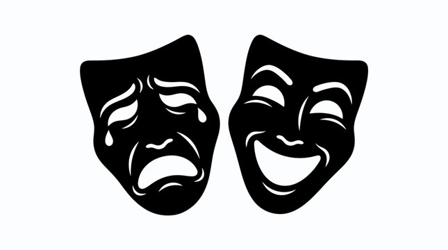 Comedy and tragedy theater mask symbols.
