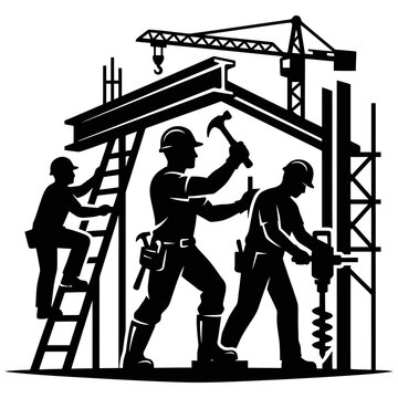 construction workers building a new structure showcasing teamwork labor and development on an industrial site