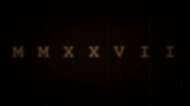 Vintage Retro Film Style Animation of New Year 2027 with Roman Numerals and Life Resolutions