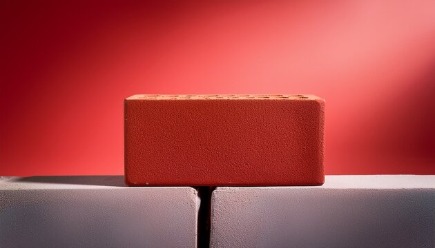 single red brick on monochromatic background construction foundation