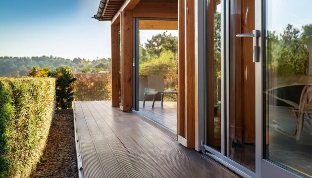 closeup of aluminium frame sliding terrace door system