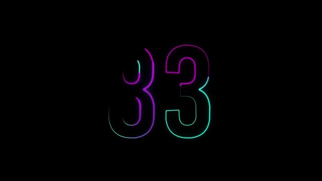 Neon number 83 with alpha channel, numerology, numbers with a transparent background