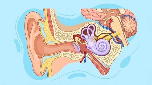 Cross section diagram showing human ear anatomy
