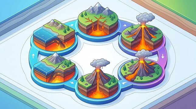 Geological cycle of volcanic activity and tectonic plate movement