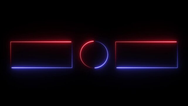 A YouTube end screen template featuring glowing neon red and blue frames.
