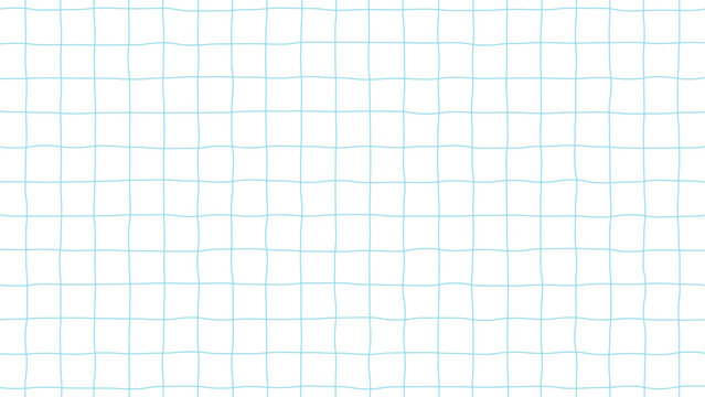 手描き風ラフグリッドチェックパターン背景 水色 横長 16:9