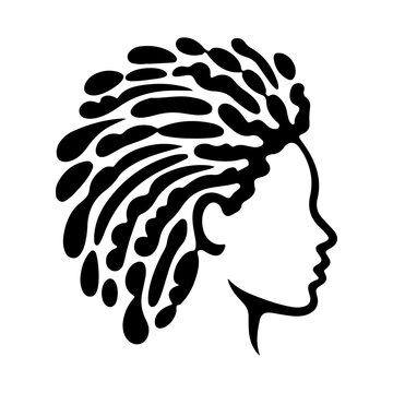Silhouette of a woman profile with abstract textured hair