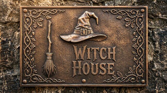 Witch House Decorative Bronze Plaque.