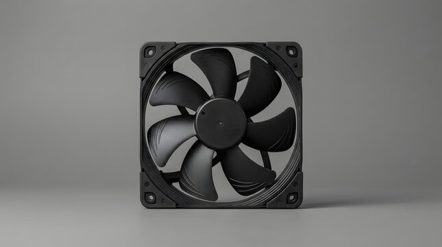 Modern 120mm computer cooling fan on minimalist background