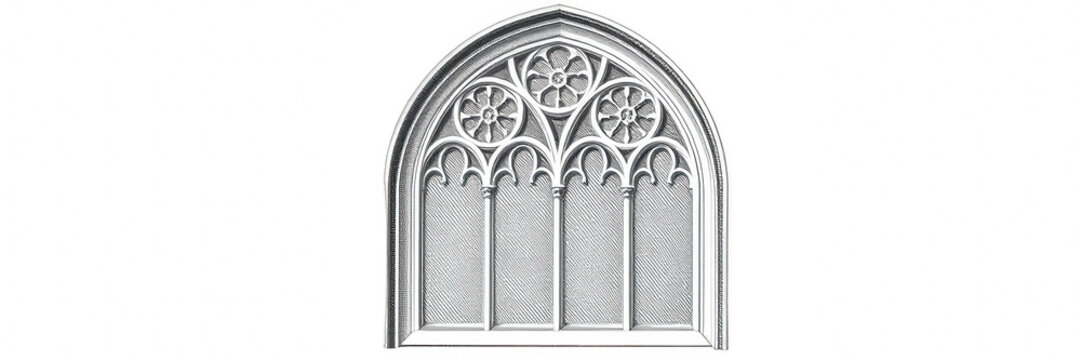 Gothic style arched window frame architectural element