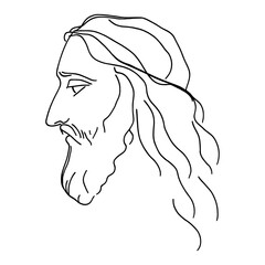 Jesus Christ profile portrait representing faith and spirituality in minimalist line art style © Cristiano