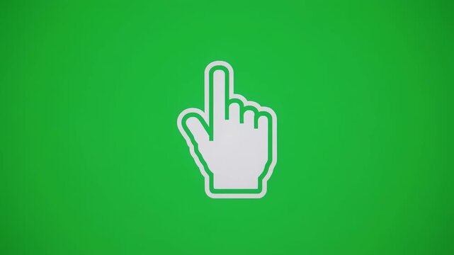 Hand cursor tapping screen with expanding ripple effect and animation in green background for digital interaction