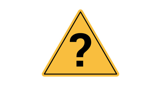 Yellow Question Mark Warning Sign Icon with Triangular Caution Symbol and Inquiry Concept