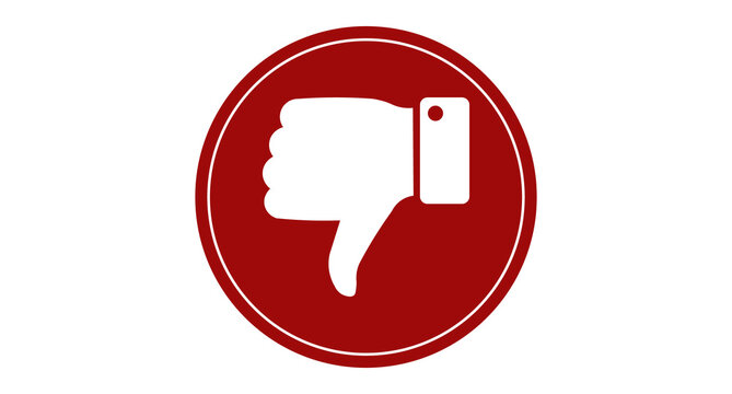 Thumbs Down Prohibition Sign Icon with Red Circular Warning Symbol