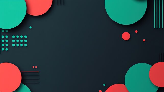 Abstract geometric background with colorful circles and shapes on dark surface for modern designs