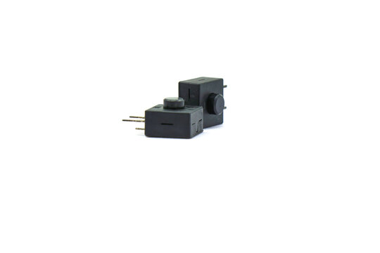 A black switch on a white background.