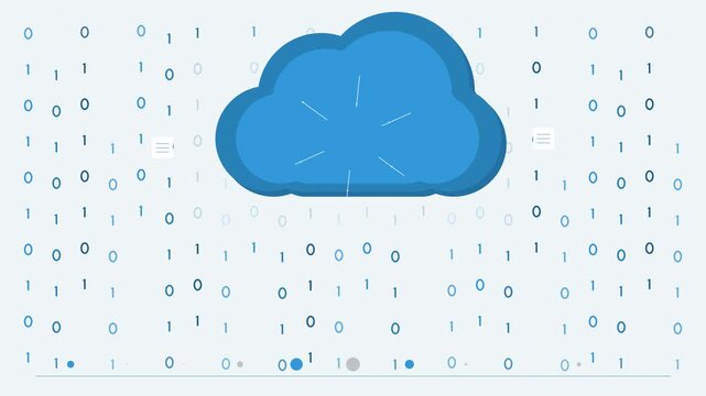 Enterprise Cloud Storage Binary Code Flat Animation