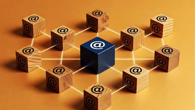Digital Communication Network Concept with Connected Email Symbols, Online Messaging Infrastructure, Internet Connectivity, Data Exchange Technology and Modern Business Communication System, AI Genera