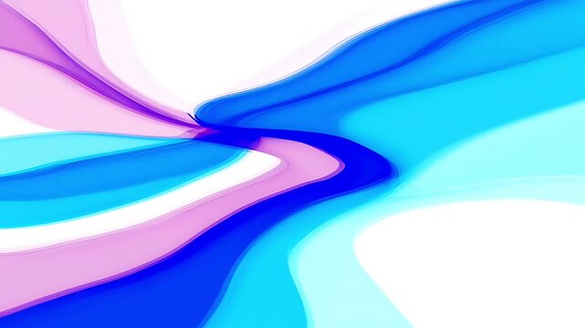 Abstract background with flowing blue and pink waves on a white background.