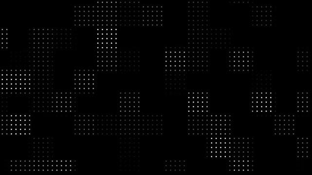 Animated abstract technology dark background random dots and grid 4K.