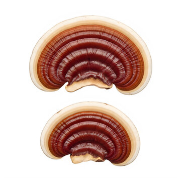 Two brown reishi mushrooms