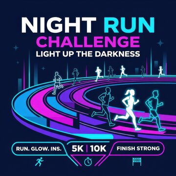 Night Run Challenge Light Up The Darkness Fitness Event Promotion