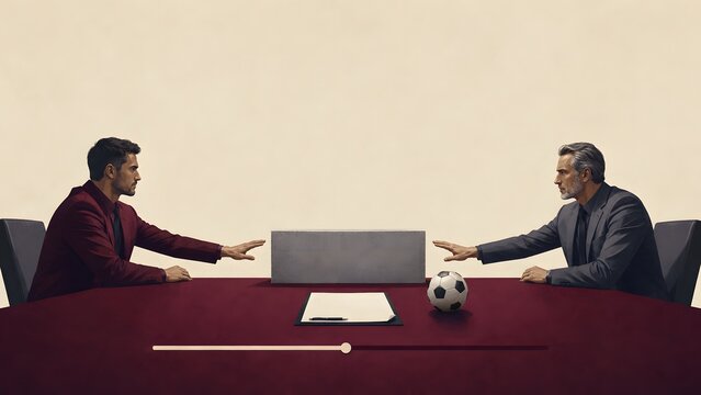 sports football negotiation deadlock with transfer terms balanced on a sliding scale

