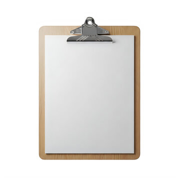 Wooden clipboard with paper