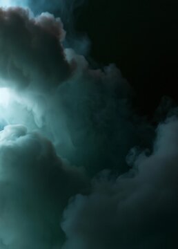 Close-up of a group of clouds in the sky. the clouds are of different sizes and shapes, with some being larger and some being smaller.