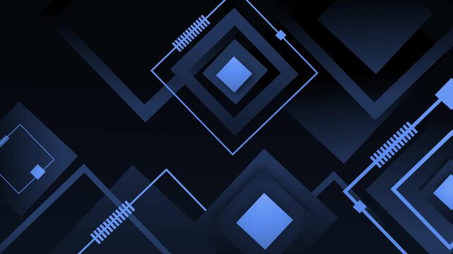 Abstract geometric background squares diamonds and diagonal lines creating a modern tech style design animation