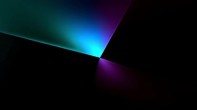 Abstract background with glowing blue and purple light rays on black.