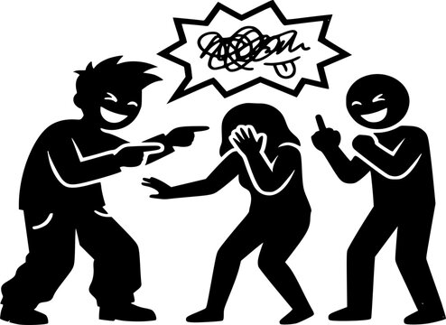 Mocking Disrespect Silhouette: Vulgar Misbehavior Vector, Public Ridicule Icon