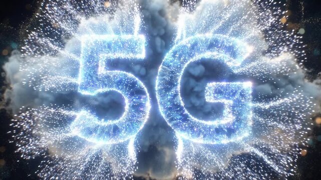 Advanced Fifth Generation Wireless Network Digital Connectivity Concept Represented With Radiant Blue Explosion Effect