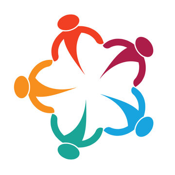 Colorful Abstract Figures Forming Unity and Togetherness in a Circular Pattern