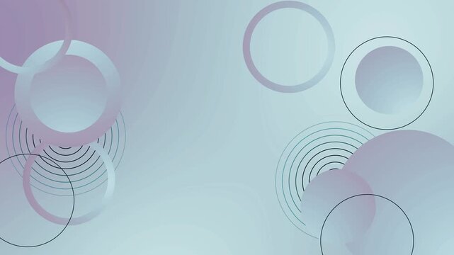 Soft abstract background with overlapping circles and ring shapes animation