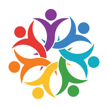 Abstract Representation of Diversity, Unity, and Community in Colorful Figures