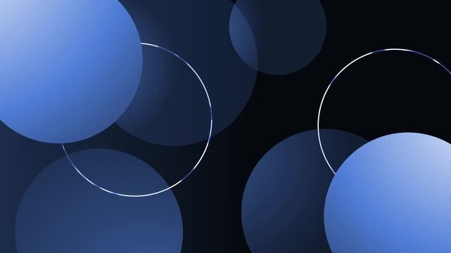 Abstract circle background with soft glowing shapes on a dark navy backdrop simple modern design with overlapping circles and clean lines animation
