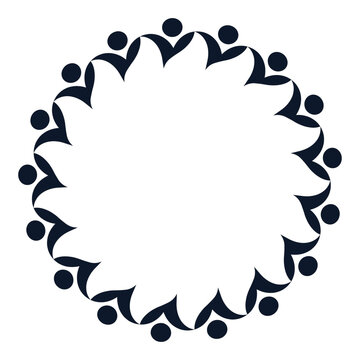 Circle of People Holding Hands in a Unity and Cooperation Symbol Design
