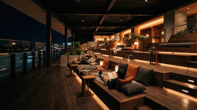 Modern Rooftop Lounge With City Views And Ambiance Awaits