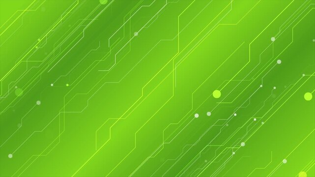 Vibrant green abstract futuristic tech background with circuit lines. Minimal motion design. Seamless loop. Video animation Ultra HD 4K 3840x2160