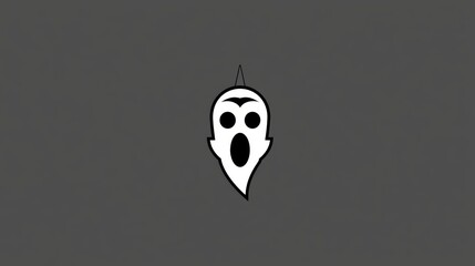 Fototapeta premium Minimal Hanging Ghost Cutout Ornament with Thick Black Outline and Round Eyes in Flat Vector Style Halloween